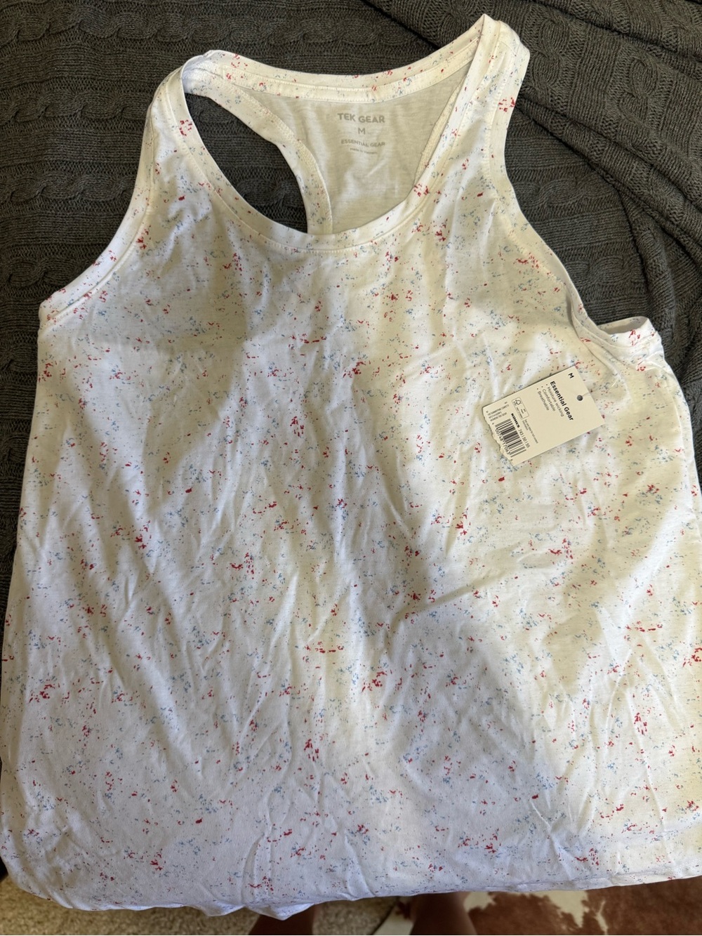 tek gear White Tank with Pink Speckle Print